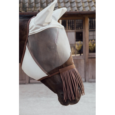 Klassische Fliegenmaske mit Ohren & Nasenfransen Kentucky Silber