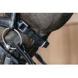 Geflochtenes Kombiniertes Reithalfter mit Pull Pack Dy'on New English Collection Schwarz