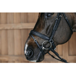 Geflochtenes Kombiniertes Reithalfter mit Pull Pack Dy'on New English Collection Schwarz