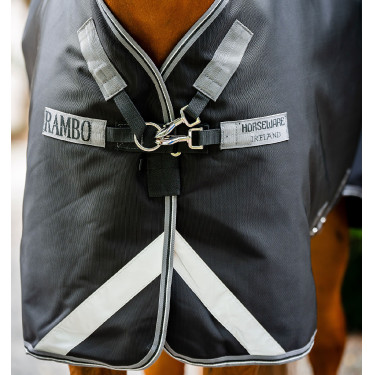 Pferdedecke Horseware Rambo Supreme Turnout Vari-layer 1680D 450g Schwarz / Sturm / Silbergrau Pferdedecke Horseware Rambo Supreme Turnout Vari-layer 1680D 450g Schwarz / Sturm / Silbergrau