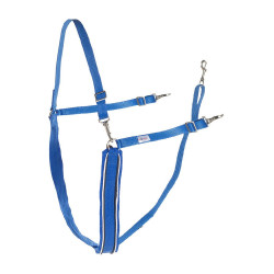Großer Y-Riemen Finn-Tack synthetisch mit Paspel Blau / Weiß