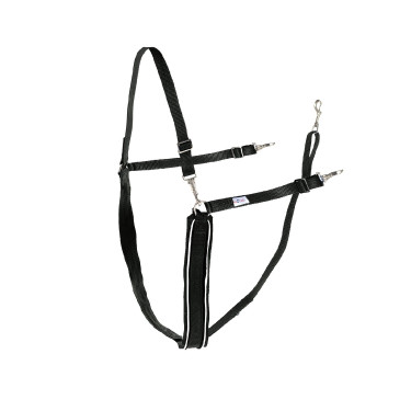 Großer Y-Riemen Finn-Tack synthetisch mit Paspel Schwarz / Weiß