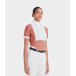 Turniershirt Monica Horse Pilot kurzärmelig Damen Ziegelstaub Rosa