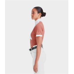 Turniershirt Monica Horse Pilot kurzärmelig Damen Ziegelstaub Rosa