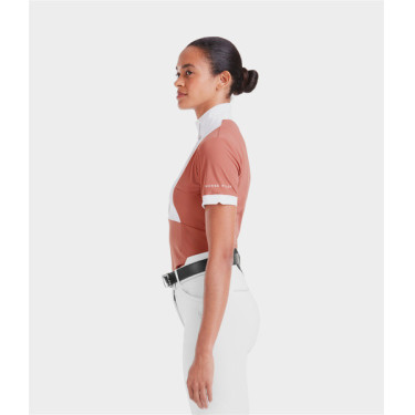Turniershirt Monica Horse Pilot kurzärmelig Damen Ziegelstaub Rosa