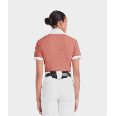 Turniershirt Monica Horse Pilot kurzärmelig Damen Ziegelstaub Rosa