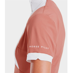 Turniershirt Monica Horse Pilot kurzärmelig Damen Ziegelstaub Rosa