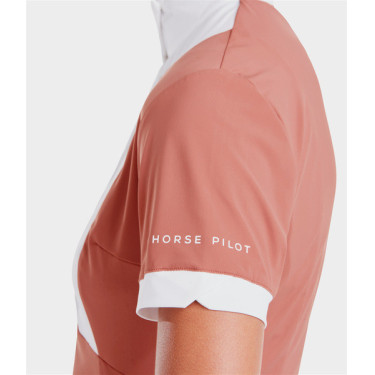 Turniershirt Monica Horse Pilot kurzärmelig Damen Ziegelstaub Rosa