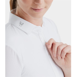 Damen Kurzarm-Polo Aeromesh Horse Pilot Weiß Weiß