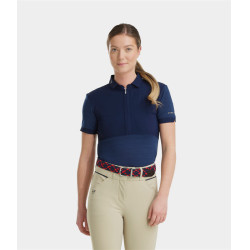 Damen Kurzarm-Polo Aeromesh Horse Pilot Marine Marineblau