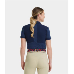 Damen Kurzarm-Polo Aeromesh Horse Pilot Marine Marineblau