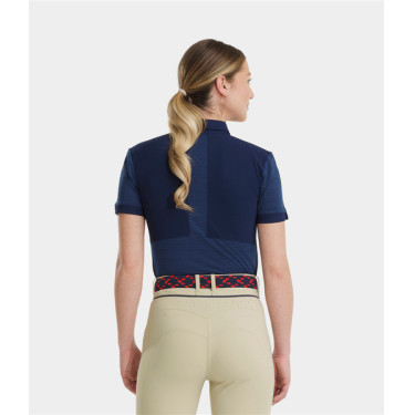 Damen Kurzarm-Polo Aeromesh Horse Pilot Marine Marineblau