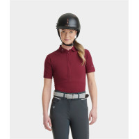 Damen Kurzarm-Polo Aeromesh Horse Pilot Dunkelrot