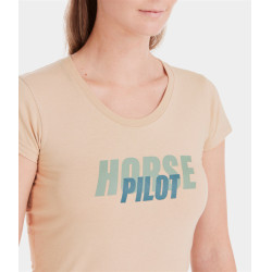 Damen T-Shirt Horse Pilot Team Sand Beige