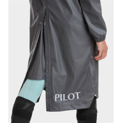 Lange wasserdichte Raintech-Jacke Horse Pilot Damen Eisen Grau