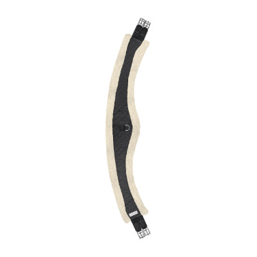 Lange Halbmond-Gurt Waldhausen mit Fleece-Stoff Schwarz / Natur