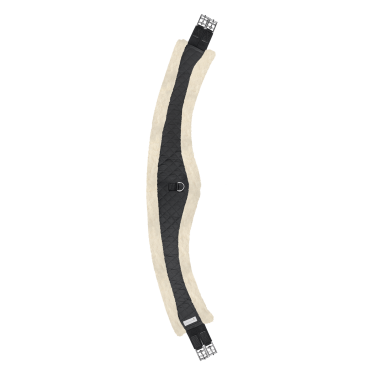 Lange Halbmond-Gurt Waldhausen mit Fleece-Stoff Schwarz / Natur Lange Halbmond-Gurt Waldhausen mit Fleece-Stoff Schwarz / Natur