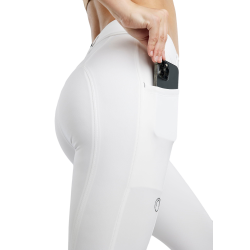 Montar MoZida Reithose Refined mit Crystal Gun Metal Kniegrip Damen Weiß Weiß