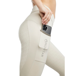 Hybrid-Leggings zum Hineinschlüpfen Montar MoGloria Streifen Caviar Full Grip Damen Hellsilbergrau