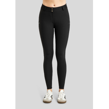 Montar MoZuna Hose Refined Pintucks mit Gunmetal-Kristallen und Kniebesatz für Damen Montar MoZuna Hose Refined Pintucks mit Gunmetal-Kristallen und Kniebesatz für Damen