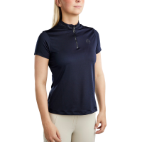 Kurzarm-T-Shirt Montar MoBlair mit dunkelgrauem Kristall Damen Marine Marineblau
