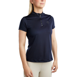 Kurzarm-T-Shirt Montar MoBlair mit dunkelgrauem Kristall Damen Marine Marineblau