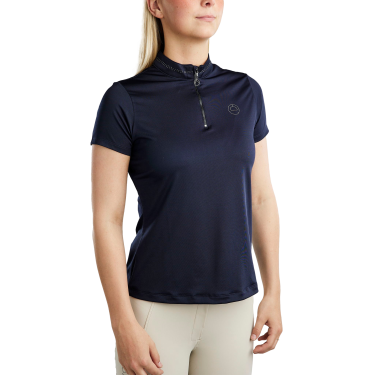 Kurzarm-T-Shirt Montar MoBlair mit dunkelgrauem Kristall Damen Marine Marineblau