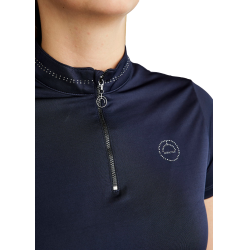 Kurzarm-T-Shirt Montar MoBlair mit dunkelgrauem Kristall Damen Marine Marineblau