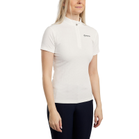 Trainingspolo Montar MoCilia raffiniert Damen Kurzarm Jacquard Weiß