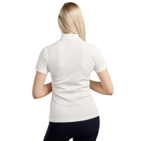 Trainingspolo Montar MoCilia raffiniert Damen Kurzarm Jacquard Weiß Weiß