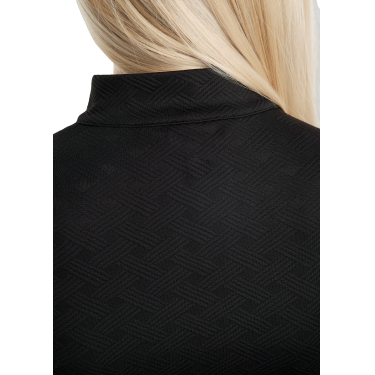 Trainingspolo Montar MoCilia raffiniert Damen Kurzarm Jacquard Schwarz