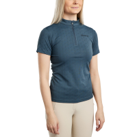 Trainingspolo Montar MoCilia raffiniert Damen Kurzarm Jacquard Dunkelschiefer Grau