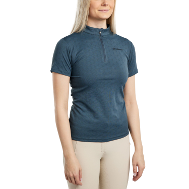 Trainingspolo Montar MoCilia raffiniert Damen Kurzarm Jacquard Dunkelschiefer Grau
