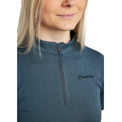 Trainingspolo Montar MoCilia raffiniert Damen Kurzarm Jacquard Dunkelschiefer Grau