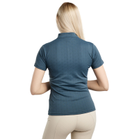 Trainingspolo Montar MoCilia raffiniert Damen Kurzarm Jacquard Dunkelschiefer Grau