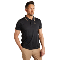 Kurzärmliges Poloshirt Montar MoDrake mit kontrastierendem Kragen und Logo für Herren Schwarz Kurzärmliges Poloshirt Montar MoDrake mit kontrastierendem Kragen und Logo für Herren Schwarz