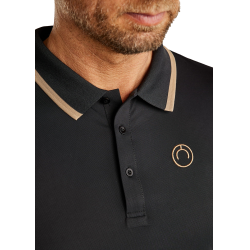 Kurzärmliges Poloshirt Montar MoDrake mit kontrastierendem Kragen und Logo für Herren Schwarz Kurzärmliges Poloshirt Montar MoDrake mit kontrastierendem Kragen und Logo für Herren Schwarz