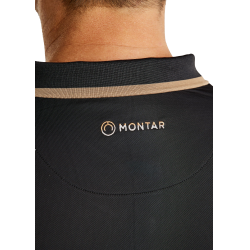 Kurzärmliges Poloshirt Montar MoDrake mit kontrastierendem Kragen und Logo für Herren Schwarz Kurzärmliges Poloshirt Montar MoDrake mit kontrastierendem Kragen und Logo für Herren Schwarz