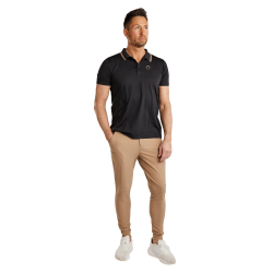 Kurzärmliges Poloshirt Montar MoDrake mit kontrastierendem Kragen und Logo für Herren Schwarz Kurzärmliges Poloshirt Montar MoDrake mit kontrastierendem Kragen und Logo für Herren Schwarz
