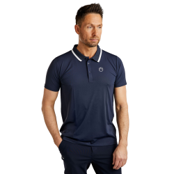 Kurzärmliges Poloshirt Montar MoDrake mit kontrastierendem Kragen und Logo für Herren Marine Marineblau