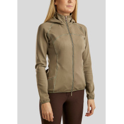 Damen-Kapuzenjacke Montar Liza Kristalle Roségold mit durchgehendem Reißverschluss