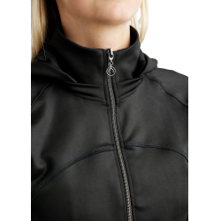 Softshelljacke mit Reißverschluss Montar MoBlair abnehmbare Kapuze Kristalle Gun Metal Damen Schwarz