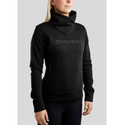 Sweatshirt Montar MoNaja mit hohem Kragen Kristalle Gun Metal Damen