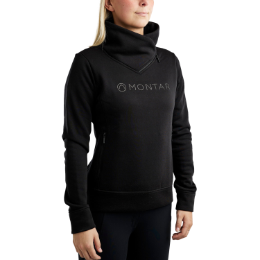 Sweatshirt Montar MoNaja mit hohem Kragen Kristalle Gun Metal Damen
