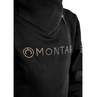 Sweatshirt Montar MoNaja Junior seitlicher Reißverschluss Kristalle Roségold Schwarz