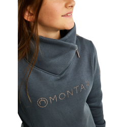 Sweatshirt Montar MoNaja Junior seitlicher Reißverschluss Kristalle Roségold Dunkelschiefer Grau Sweatshirt Montar MoNaja Junior seitlicher Reißverschluss Kristalle Roségold Dunkelschiefer Grau