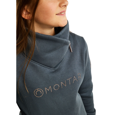 Sweatshirt Montar MoNaja Junior seitlicher Reißverschluss Kristalle Roségold Dunkelschiefer Grau Sweatshirt Montar MoNaja Junior seitlicher Reißverschluss Kristalle Roségold Dunkelschiefer Grau