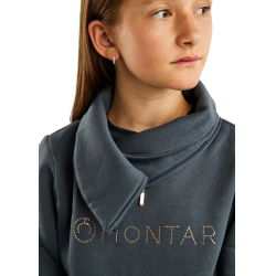 Sweatshirt Montar MoNaja Junior seitlicher Reißverschluss Kristalle Roségold Dunkelschiefer Grau Sweatshirt Montar MoNaja Junior seitlicher Reißverschluss Kristalle Roségold Dunkelschiefer Grau