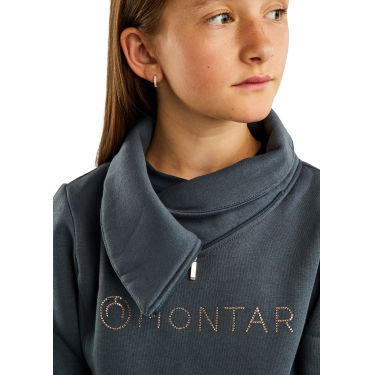 Sweatshirt Montar MoNaja Junior seitlicher Reißverschluss Kristalle Roségold Dunkelschiefer Grau Sweatshirt Montar MoNaja Junior seitlicher Reißverschluss Kristalle Roségold Dunkelschiefer Grau