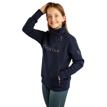 Sweatshirt Montar MoNaja Junior seitlicher Reißverschluss Kristalle Roségold Marine Marineblau
